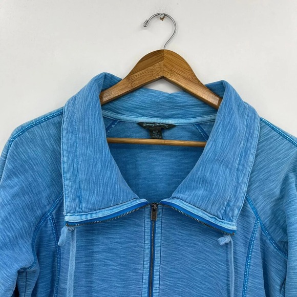 Tommy Bahama Full Zip Sweatshirt Women's Size S Blue Mock Neck Collared Pockets - Picture 2 of 9